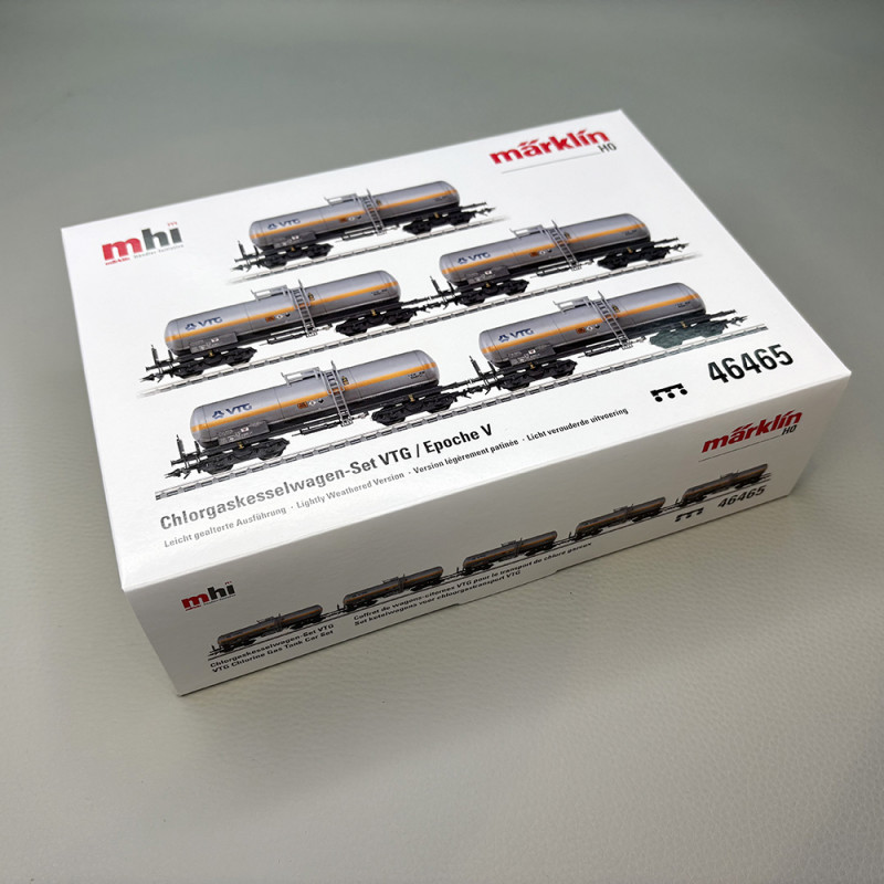 5 wagons citernes, transport de chlore gazeux, VTG - MARKLIN 46465 5 wagons citernes, transport de chlore gazeux, VTG - MARKLIN 46465