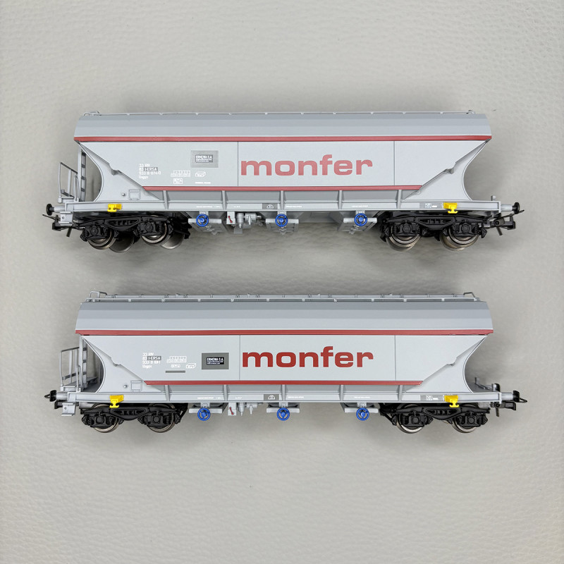 2 wagons trémies type Uagpps, Monfer, I-ERSA - RIVAROSSI HR6677 2 wagons trémies type Uagpps, Monfer, I-ERSA - RIVAROSSI HR6677