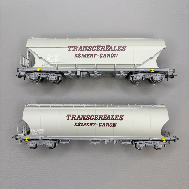 2 wagons trémies Transcéréales, "Esmery-Caron, SNCF - JOUEF HJ6314 2 wagons trémies Transcéréales, "Esmery-Caron, SNCF - JOUEF HJ6314