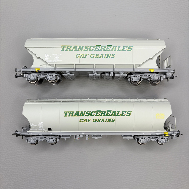 2 wagons trémies Transcéréales, "CAF Grains, SNCF - JOUEF HJ6313 2 wagons trémies Transcéréales, "CAF Grains, SNCF - JOUEF HJ6313
