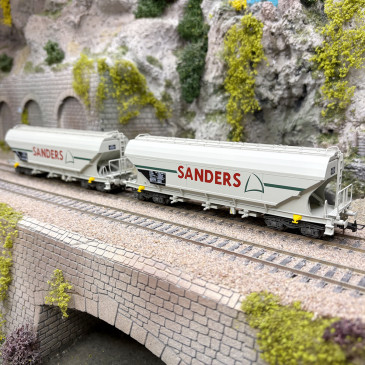 2 wagons trémies, "Sanders", parois planes, SNCF, Ep. V - JOUEF HJ6312 - HO 1/87