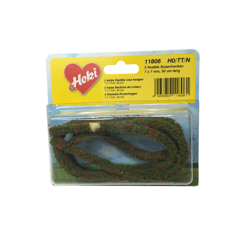 2 haies de rosiers flexibles 7 x 7mm, 50cm de long  - HEKI 11806 - HO, TT, N