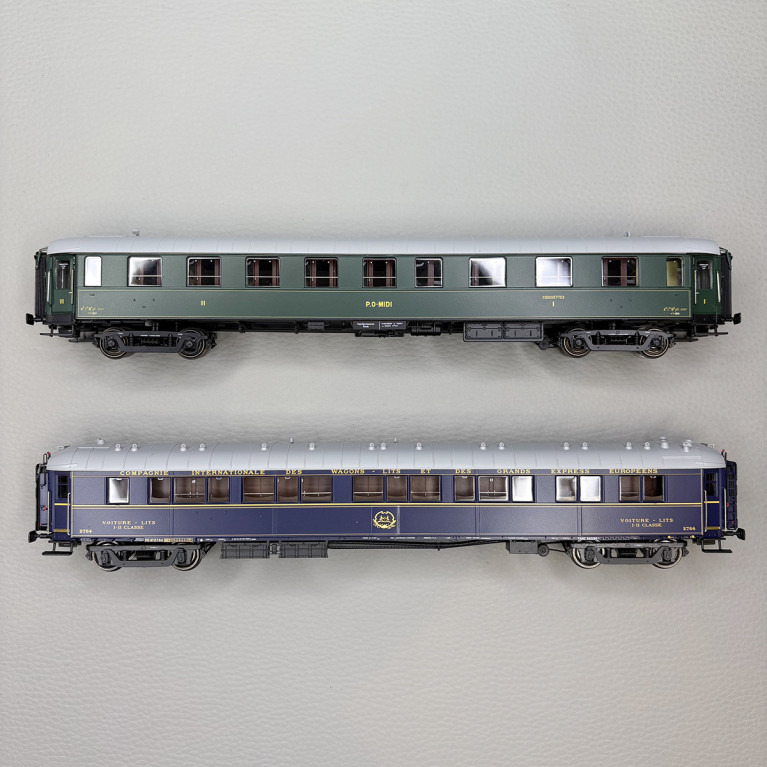 2 voitures, OCEM A3 1/2 C3 1/2 B5yfi et Couchette WL S2, 1932, PO MIDI et CIWL - LSMODELS 40902