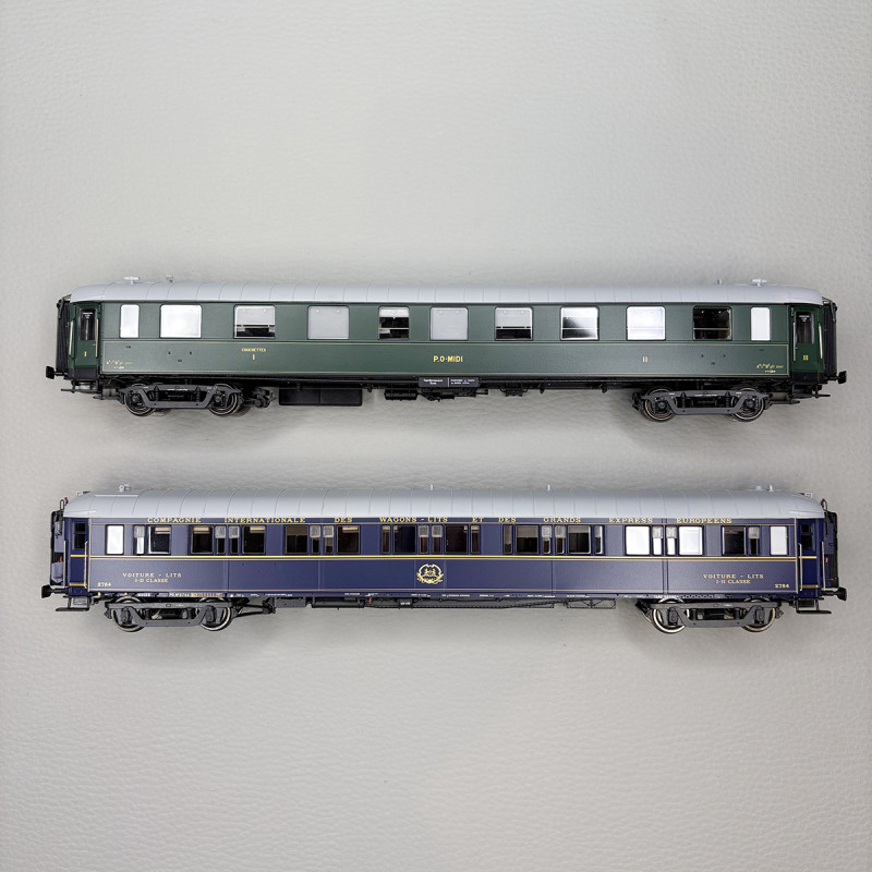 2 voitures, OCEM A3 1/2 C3 1/2 B5yfi et Couchette WL S2, 1932, PO MIDI et CIWL - LSMODELS 40902