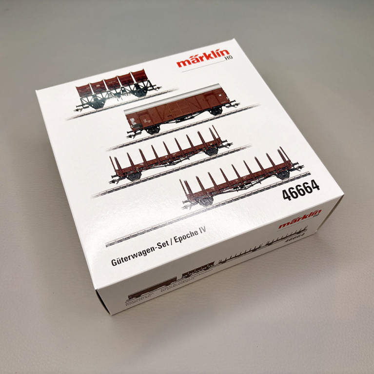 4 wagons de marchandises différents, DB - MARKLIN 46664