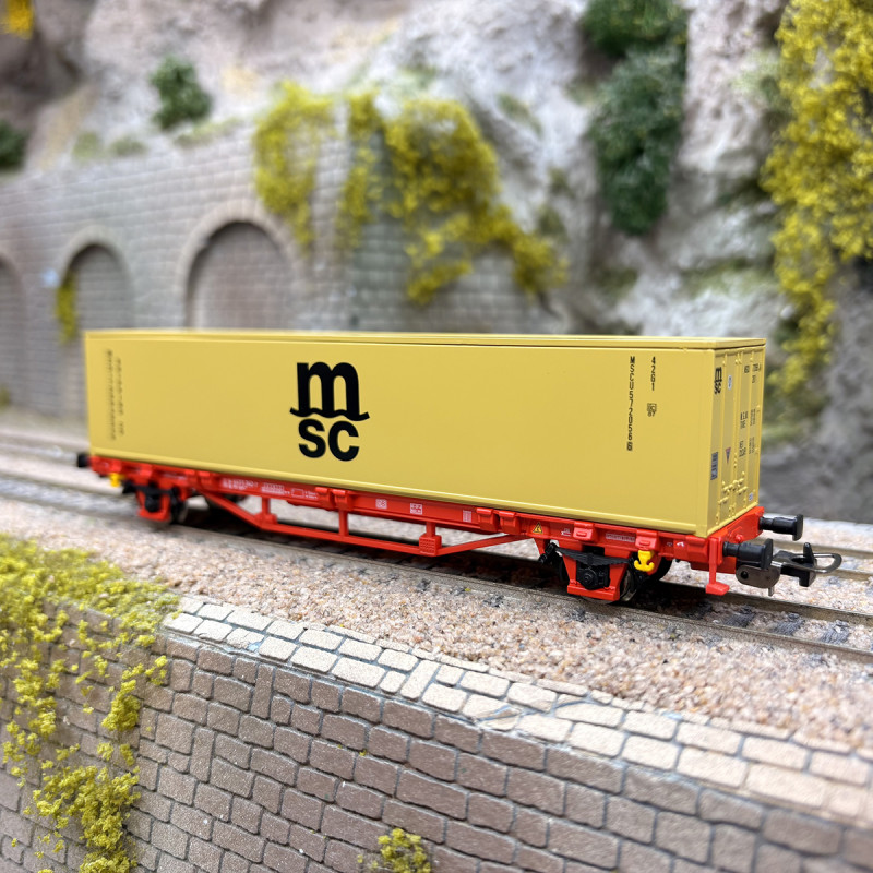 Wagon porte conteneur de type Lgns, "MSC", NS, Ep. V - PIKO 27726 - HO 1/87