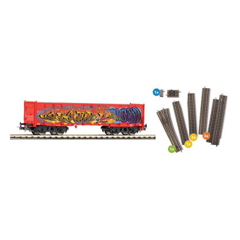 Complément coffret, wagon tombereau EAOS avec rails, ÖBB / DB, Ep. VI - PIKO 55380 - HO 1/87