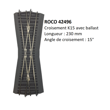 Croisement K15 avec ballast - ROCO 42496 - HO 1/87