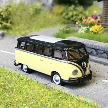 Volkswagen T1b Samba, noir et beige, 1960 - Brekina 31851 - HO 1/87