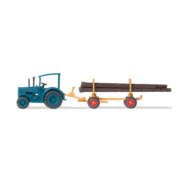 Tracteur Hanomag avec remorque à grumes - PREISER 79504 - N 1/160
