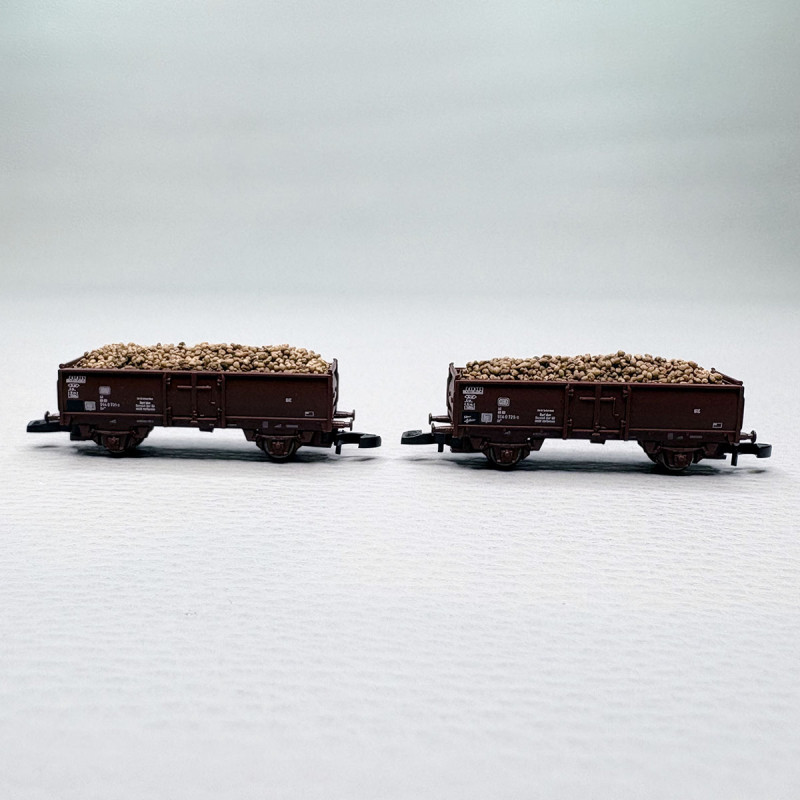 2 wagons tombereaux type E0 17, chargement de betteraves sucrières, DB - MARKLIN 82396