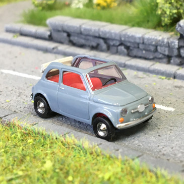Fiat 500 cabriolet, gris, 1957 - BUSCH 48780 - HO 1/87
