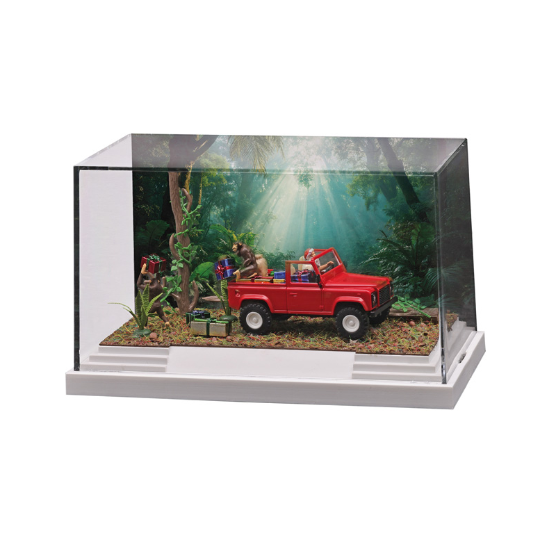 Mini diorama de Noël, Land rover Defender, rouge - BUSCH 7626 - HO 1/87