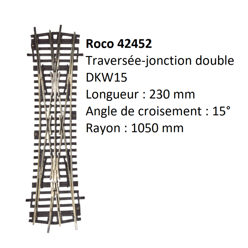 Traversée jonction double DKW15, sans commande - ROCO 42452 - HO 1/87