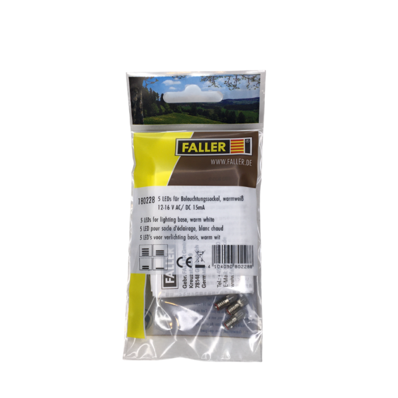 5 LED pour socle d'éclairage, blanc chaud - Faller 180228 - HO 1/87