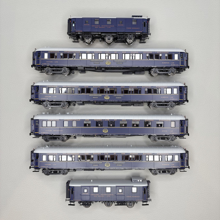 LSMODELS MW1006 - 6 voitures WL S2, Restaurant WR, fourgon Fg, "Bombay Express" 1933, avec éclairage, CIWL -