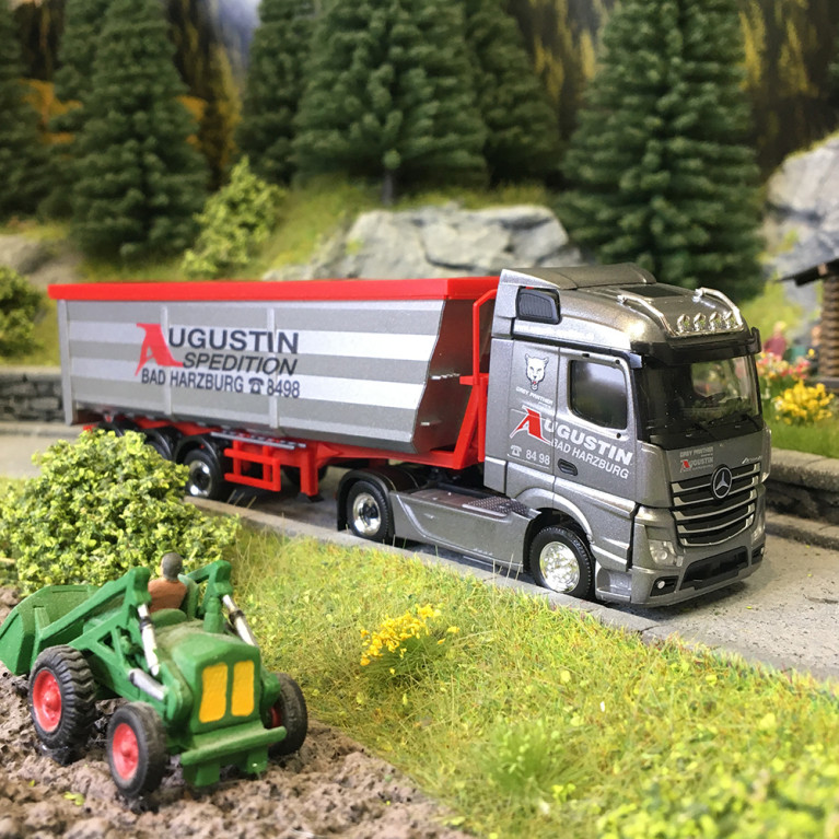Semi-remorque benne en acier, Mercedes Benz Actros streampace, Augustin Spedition - HERPA 319614 - HO 1/87