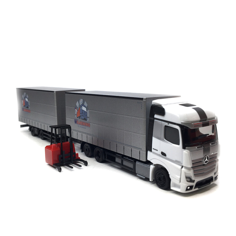 Camion Mercedes-Benz Actros, Bigspace à bâches bâchées et hayon élévateur, Wilkening - HERPA 319683 - HO 1/87