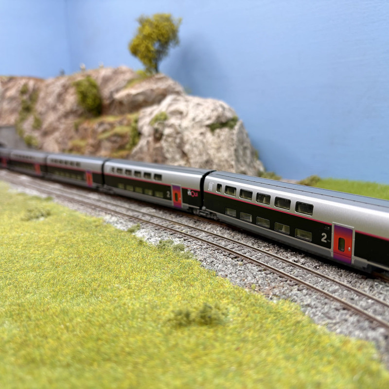 5 voitures intermédiaires TGV Euroduplex "inOui", rame N°4711, SNCF, Ep. VI  - KATO 10-2132 - N 1/160