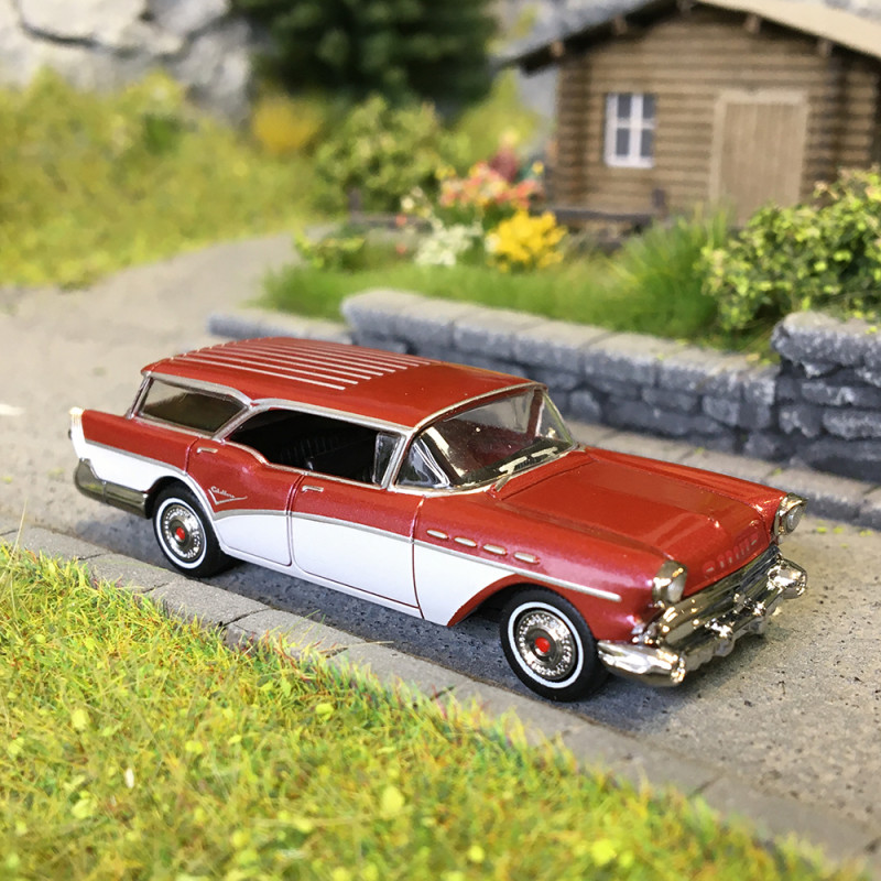 Buick Century Caballero, rouge foncé/blanc, 1957 - BREKINA 18181 - HO 1/87