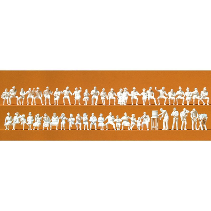 Brasserie en plein air, 47 figurines miniatures à peindre - PREISER 16356 - HO 1/87