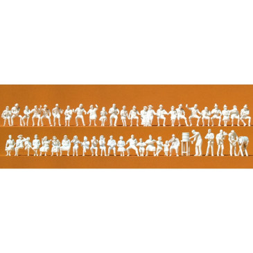 Brasserie en plein air, 47 figurines miniatures à peindre - PREISER 16356 - HO 1/87