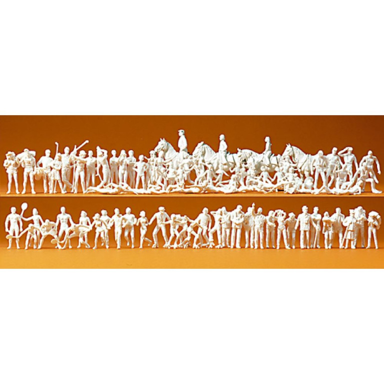 Sport et loisir, 80 figurines miniatures à peindre - PREISER 16346 - HO 1/87
