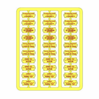 Plaques itinéraires pour voiture voyageur Sud-Est lettre rouge-HO-1/87 REE XB-042