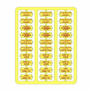 Plaques itinéraires pour voiture voyageur Sud-Est lettre rouge-HO-1/87 REE XB-042