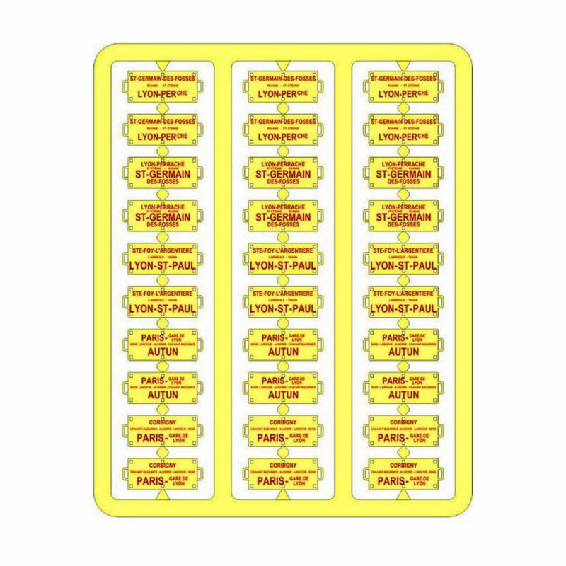 Plaques itinéraires pour voiture voyageur Sud-Est lettre rouge-HO-1/87 REE XB-042