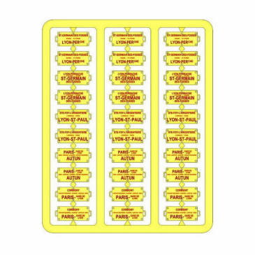 Plaques itinéraires pour voiture voyageur Sud-Est lettre rouge-HO-1/87 REE XB-042