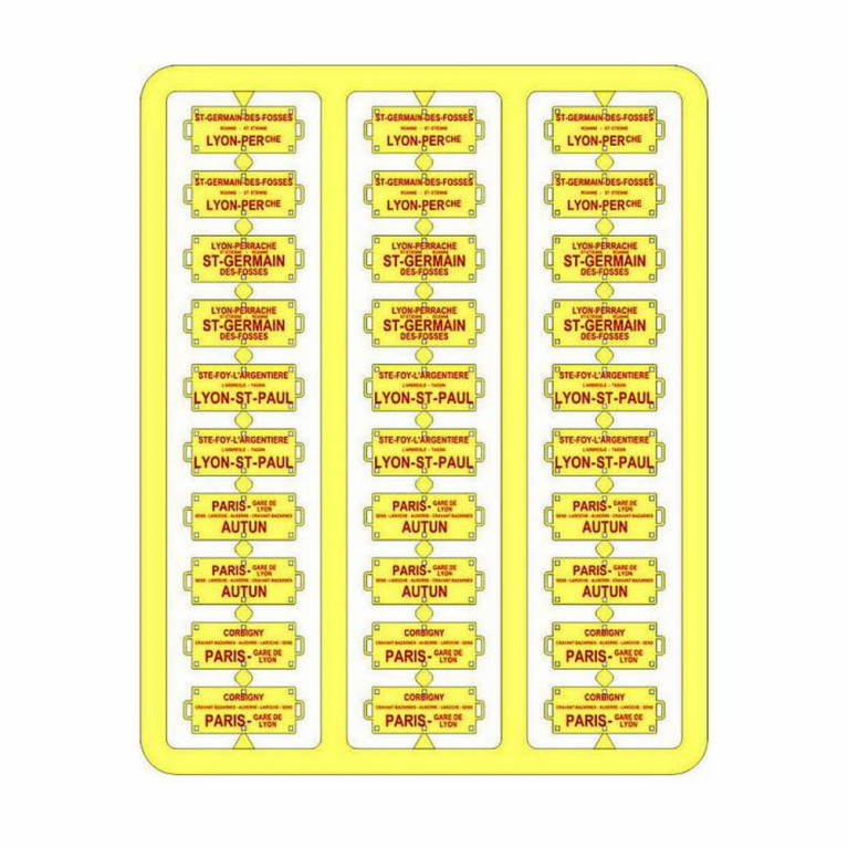 Plaques itinéraires pour voiture voyageur Sud-Est lettre rouge-HO-1/87 REE XB-042