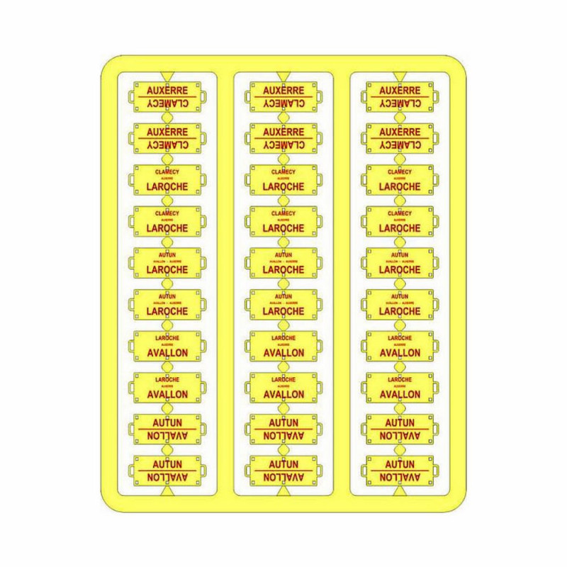 Plaques itinéraires voiture voyageur Sud-Est lettre rouge-HO-1/87 REE XB-043