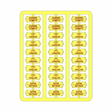 Plaques itinéraires voiture voyageur Sud-Est lettre rouge-HO-1/87 REE XB-043