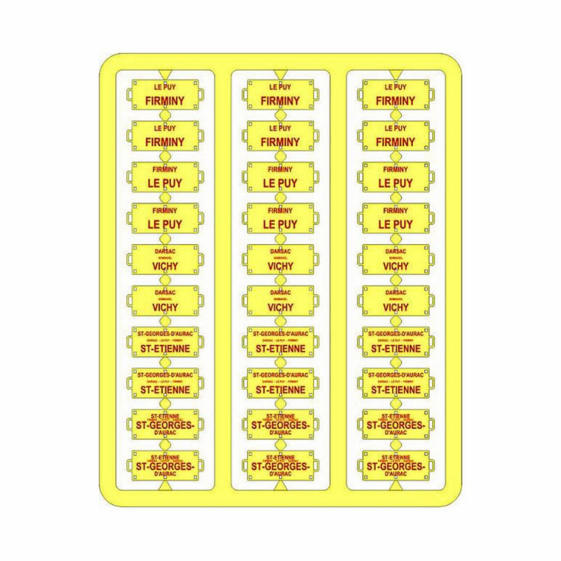 Plaques itinéraires voiture voyageur Sud-Est lettre rouge-HO-1/87 REE XB-044