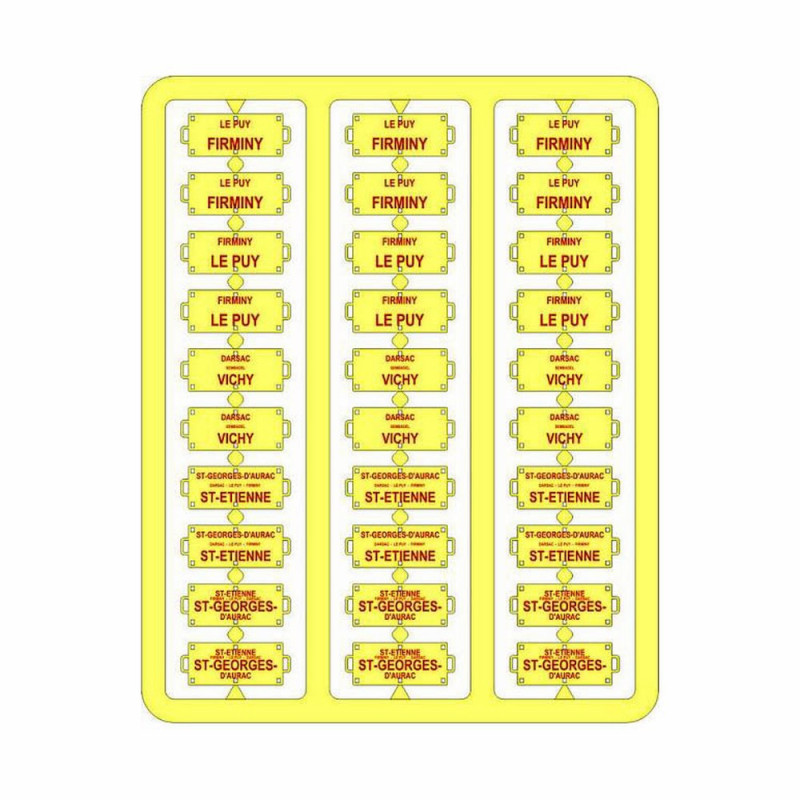 Plaques itinéraires voiture voyageur Sud-Est lettre rouge-HO-1/87 REE XB-044