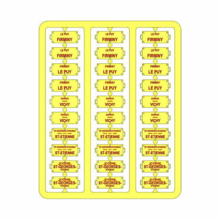 Plaques itinéraires voiture voyageur Sud-Est lettre rouge-HO-1/87 REE XB-044