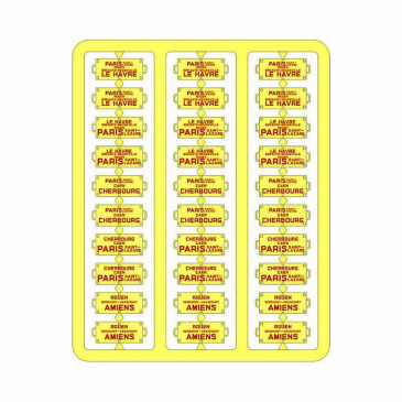 Plaques itinéraires voiture voyageur Ouest lettre rouge-HO-1/87 REE XB-046