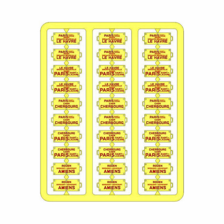 Plaques itinéraires voiture voyageur Ouest lettre rouge-HO-1/87 REE XB-046