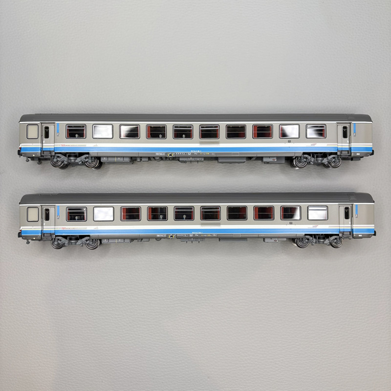 Lsmodels 41217 - 2 voitures Corail, Vtu, B10tux, 2CL, livrée TER Rhône Alpes, logo Casquette, SNCF