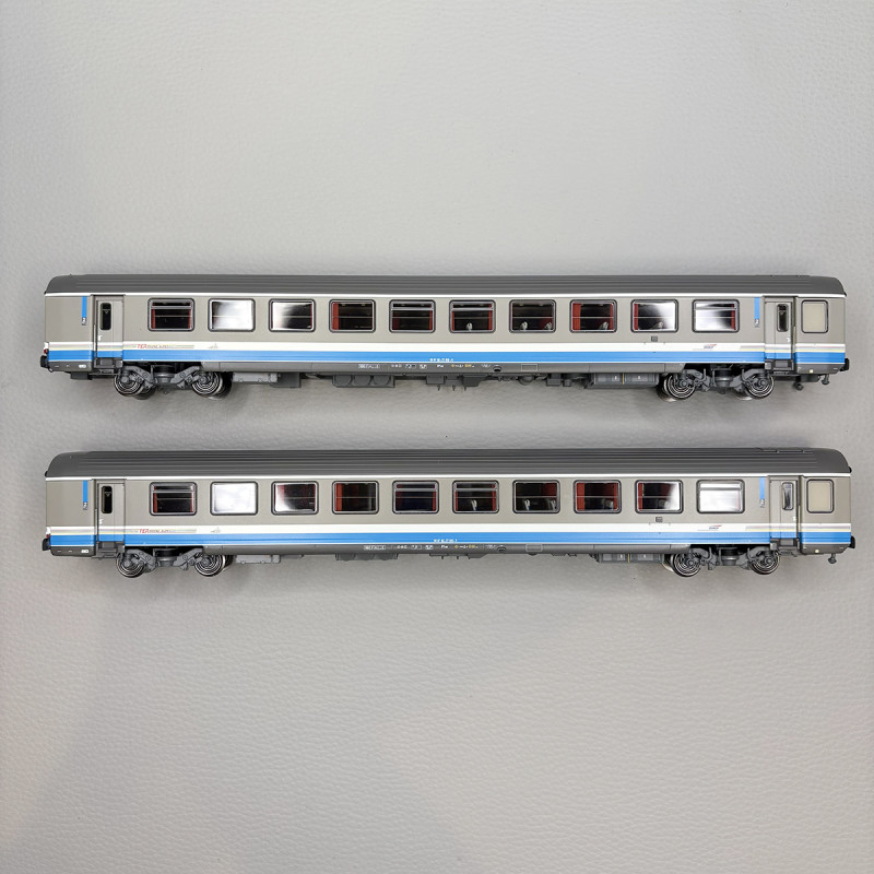 Lsmodels 41217 - 2 voitures Corail, Vtu, B10tux, 2CL, livrée TER Rhône Alpes, logo Casquette, SNCF
