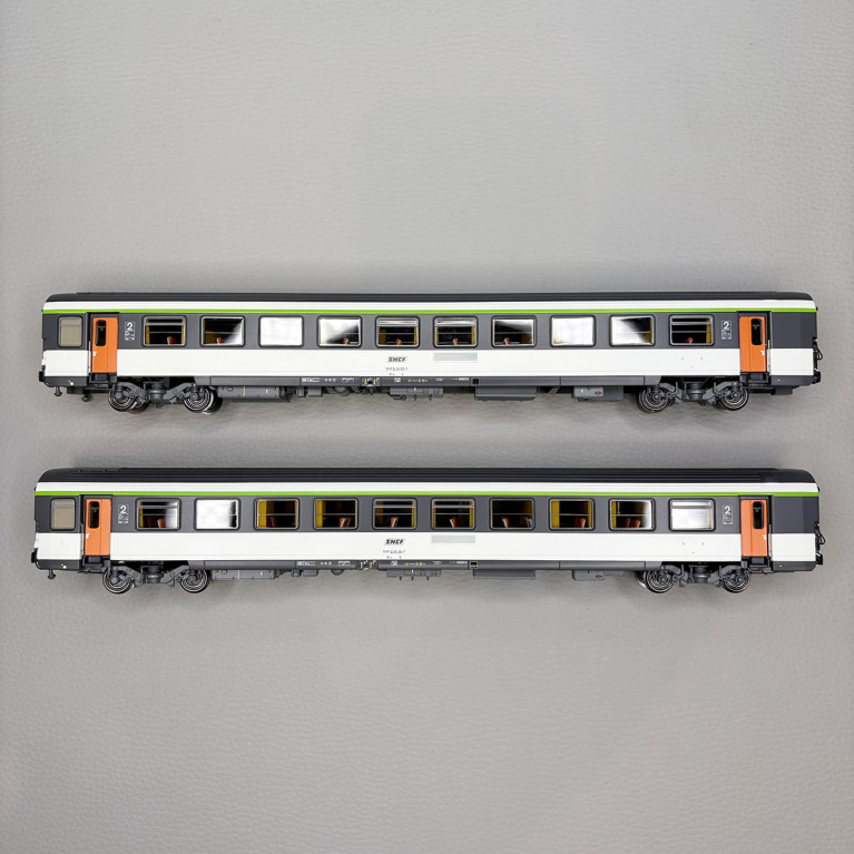 Lsmodels 41213 - 2 voitures Corail, Vtu, B11rtu et B11tu, 2CL, livrée d'origine, logo Encadré, SNCF