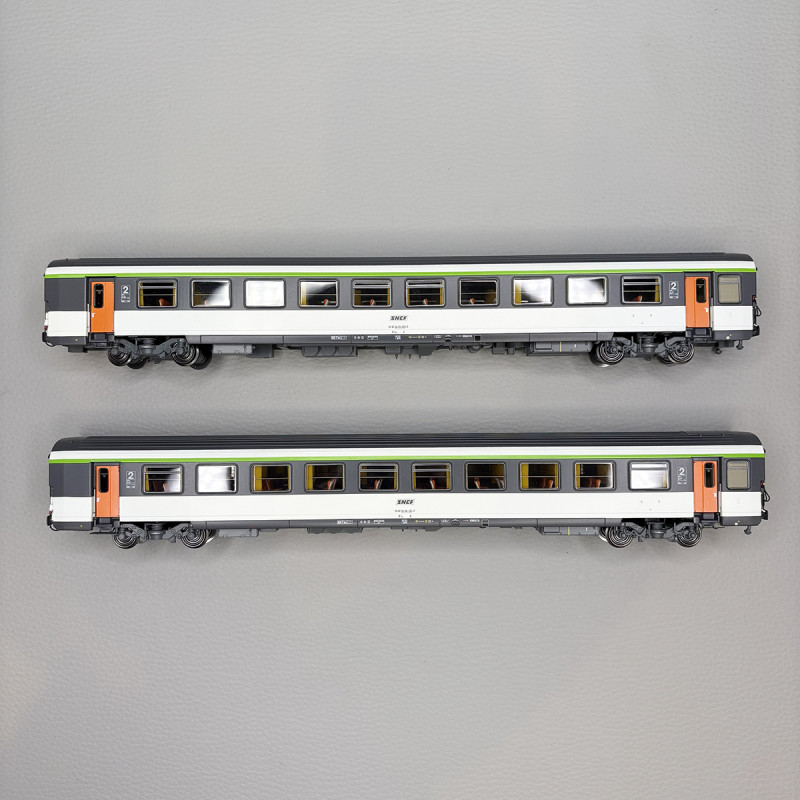 Lsmodels 41213 - 2 voitures Corail, Vtu, B11rtu et B11tu, 2CL, livrée d'origine, logo Encadré, SNCF