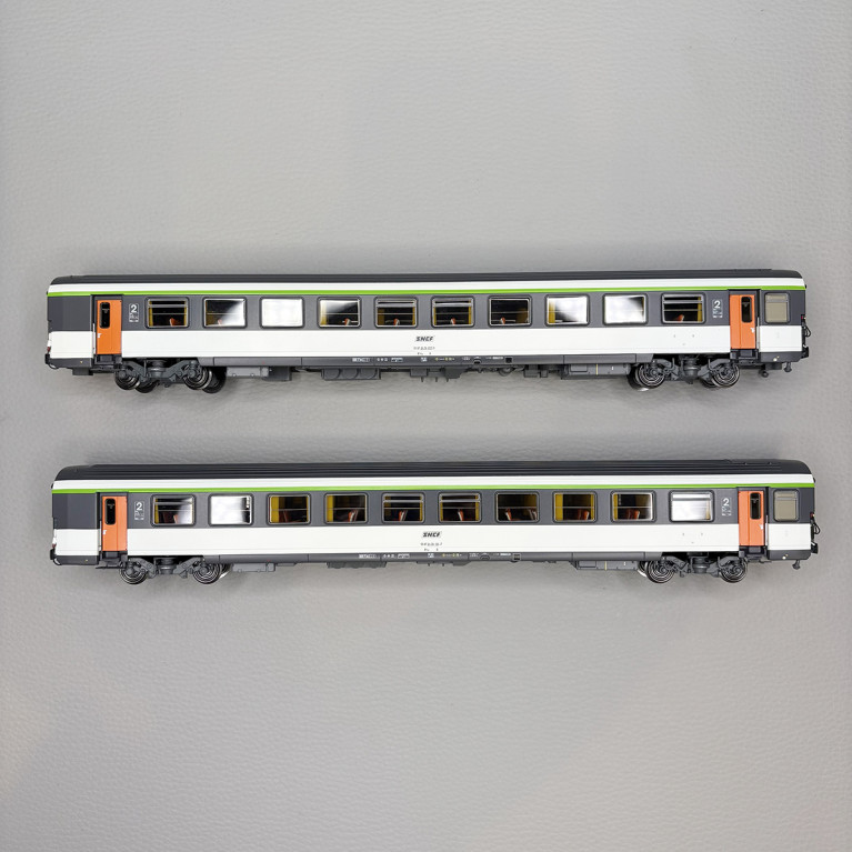 Lsmodels 41213 - 2 voitures Corail, Vtu, B11rtu et B11tu, 2CL, livrée d'origine, logo Encadré, SNCF