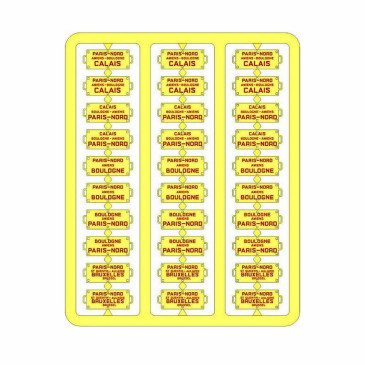 Plaques itinéraires voiture voyageur Nord lettre rouge-HO-1/87 REE XB-047