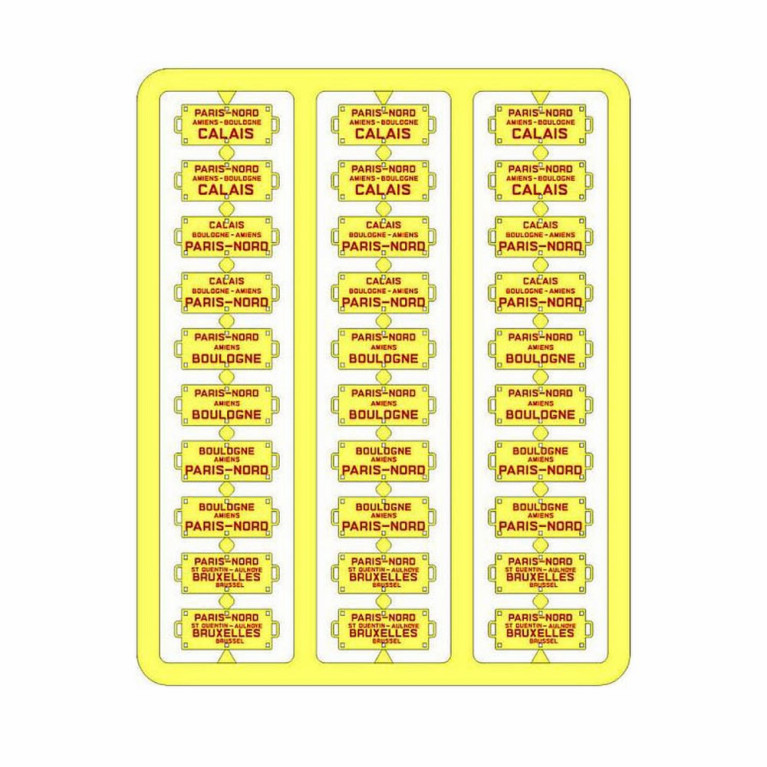 Plaques itinéraires voiture voyageur Nord lettre rouge-HO-1/87 REE XB-047