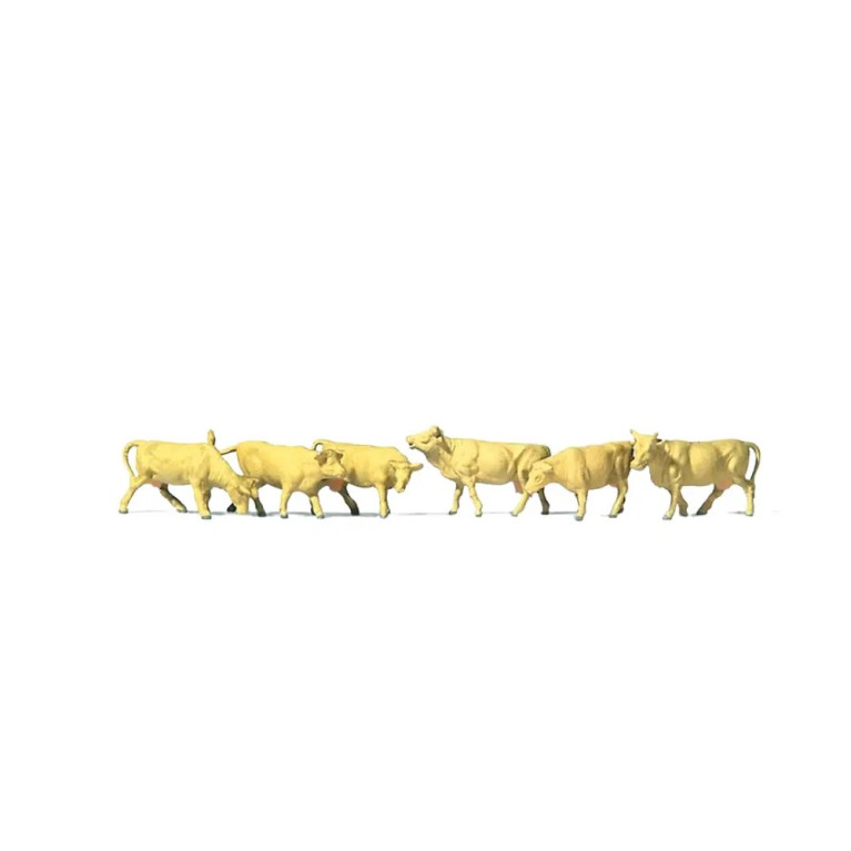 Vaches beige, lot de 6 - PREISER 79229 - N 1/160