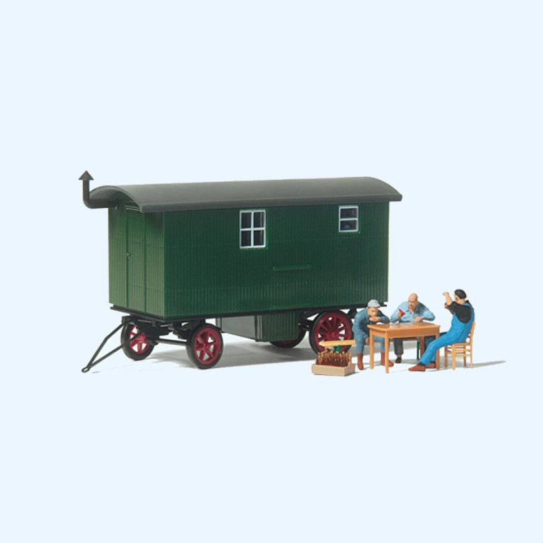 Remorque de chantier, ouvriers en pause - PREISER 33263 - HO 1/87