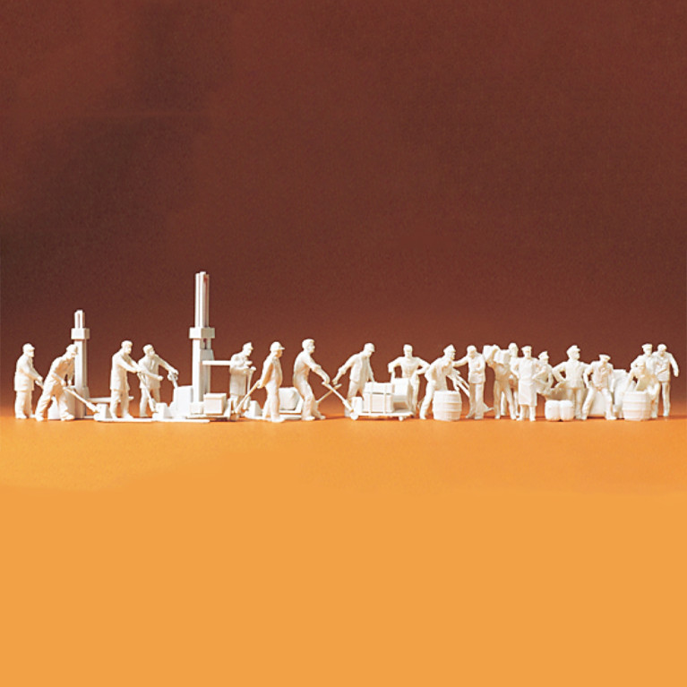 Équipe de fret, accessoires, non peintes - PREISER 16348 - HO 1/87