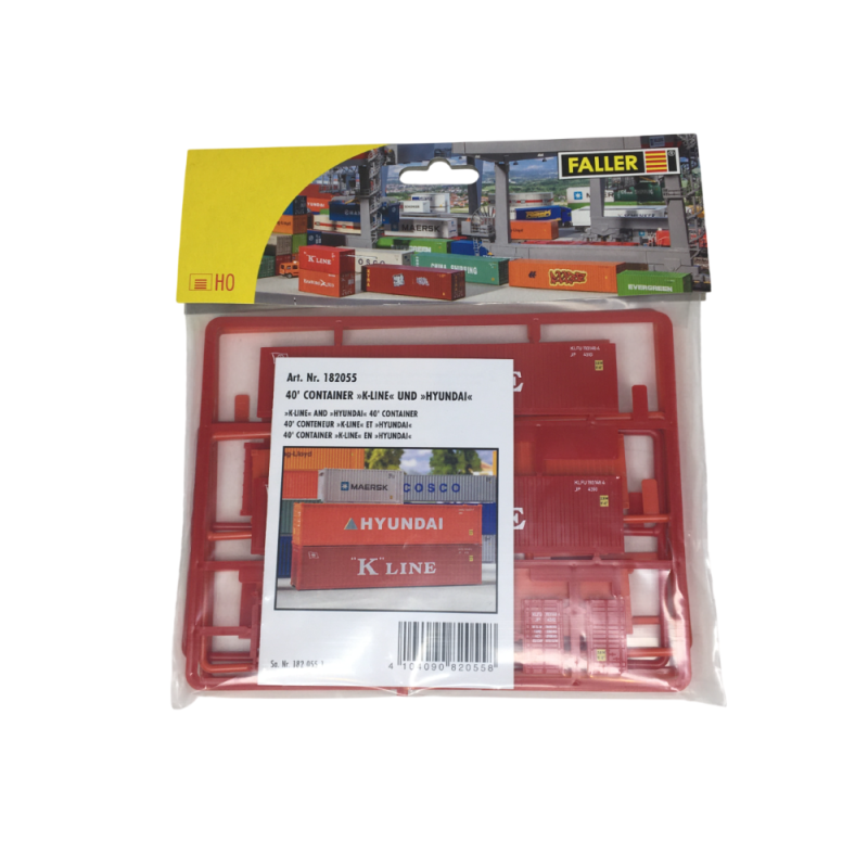 Conteneur K-LINE et HYUNDAI, lot de 2 - FALLER 182055 - HO 1/87